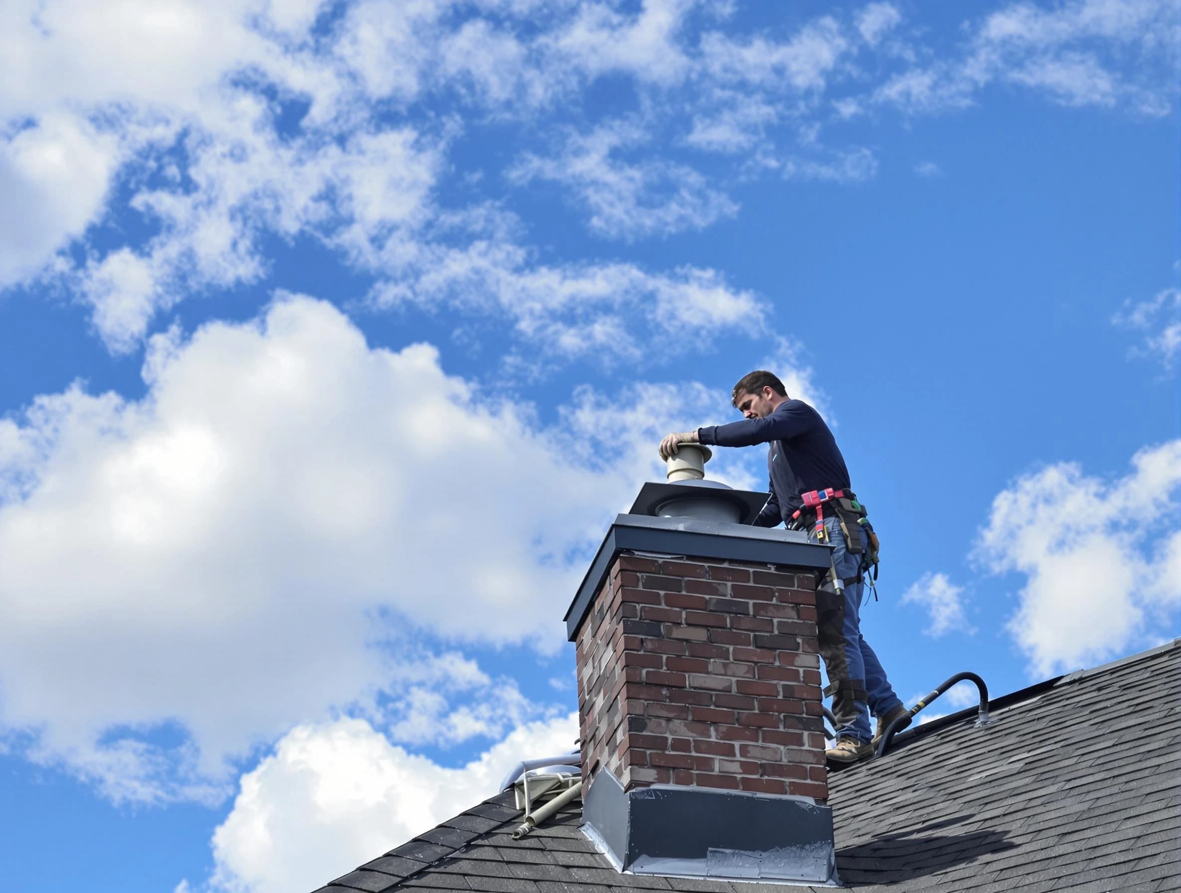 Greenwood Village Chimney Sweep installing a sturdy chimney cap in Greenwood Village, CO