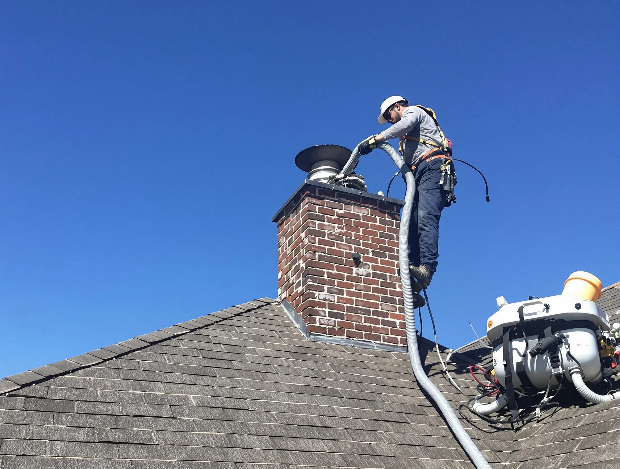 Dedicated Greenwood Village Chimney Sweep team member cleaning a chimney in Greenwood Village, CO