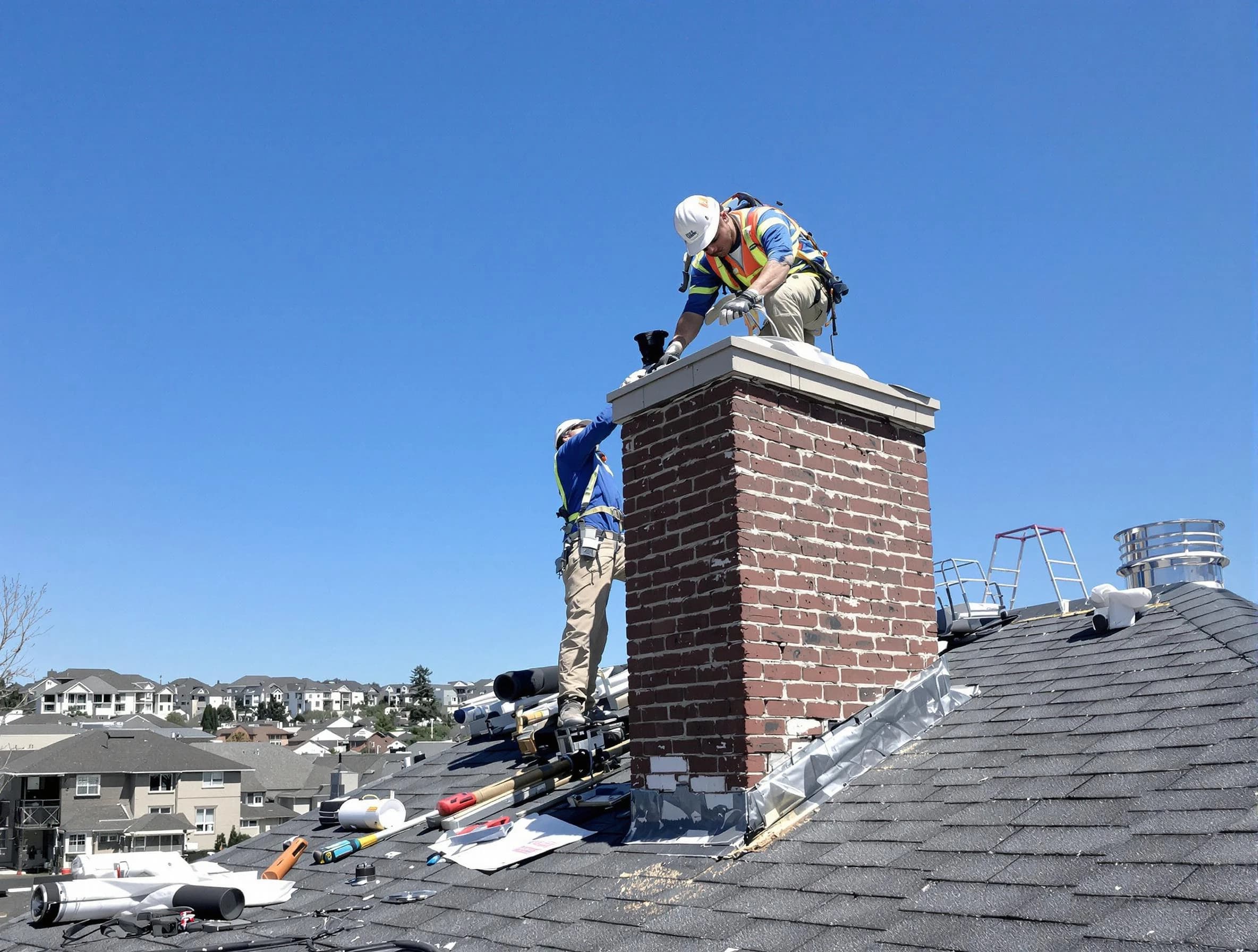 Greenwood Village Chimney Sweep repairing a chimney crown in Greenwood Village, CO