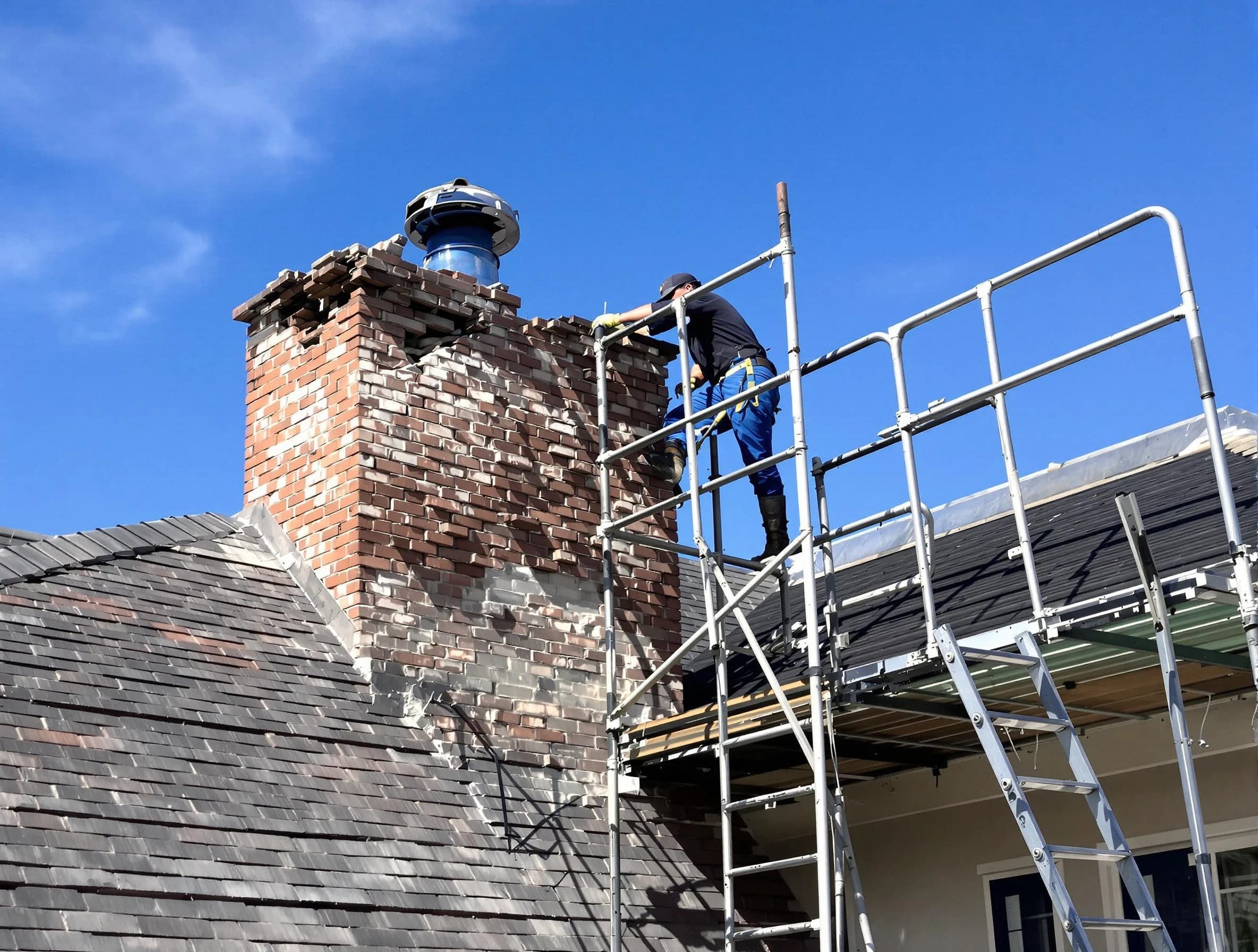 Rebuilding a chimney structure by Greenwood Village Chimney Sweep in Greenwood Village, CO