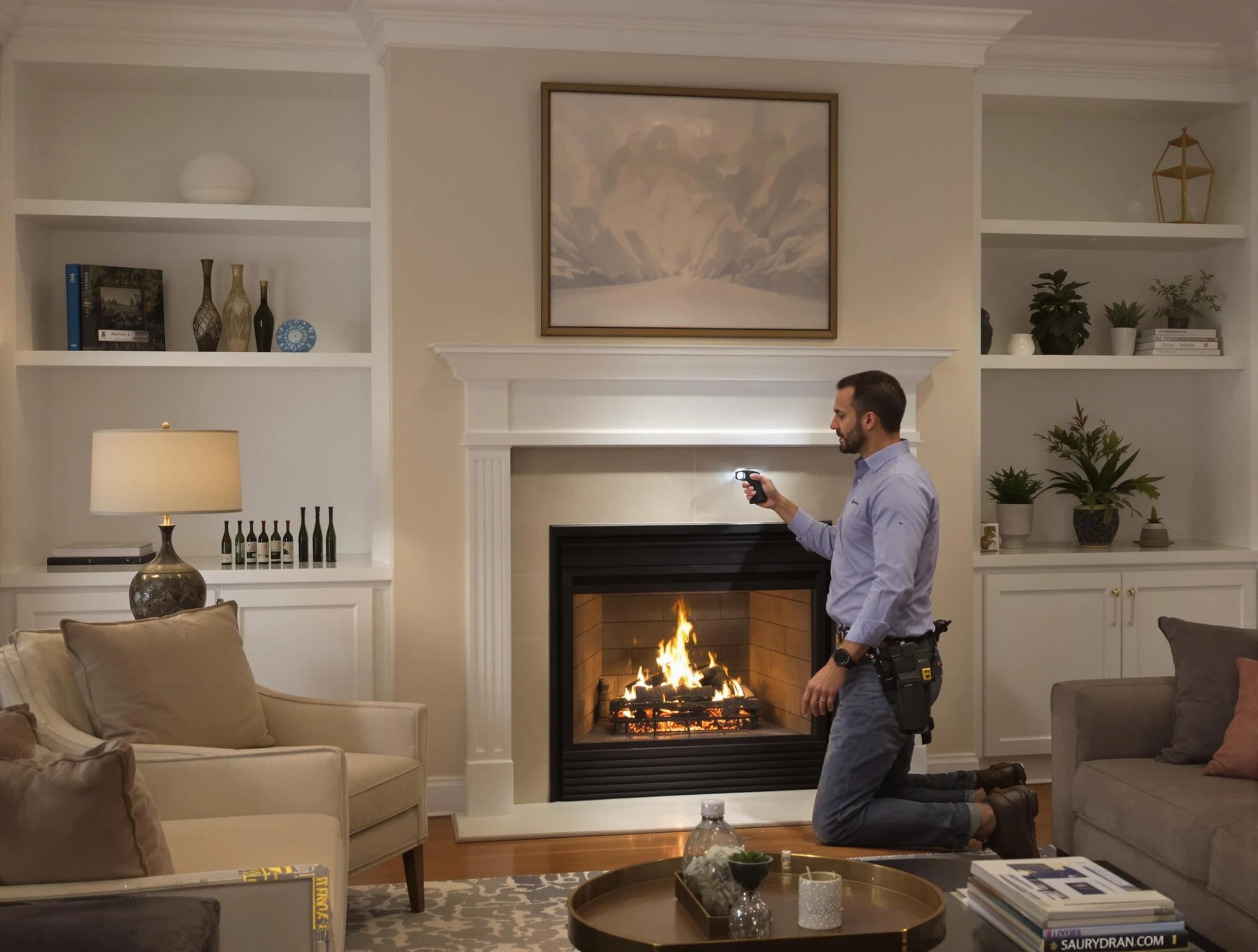 Greenwood Village Chimney Sweep conducting a fireplace safety inspection in Greenwood Village, CO