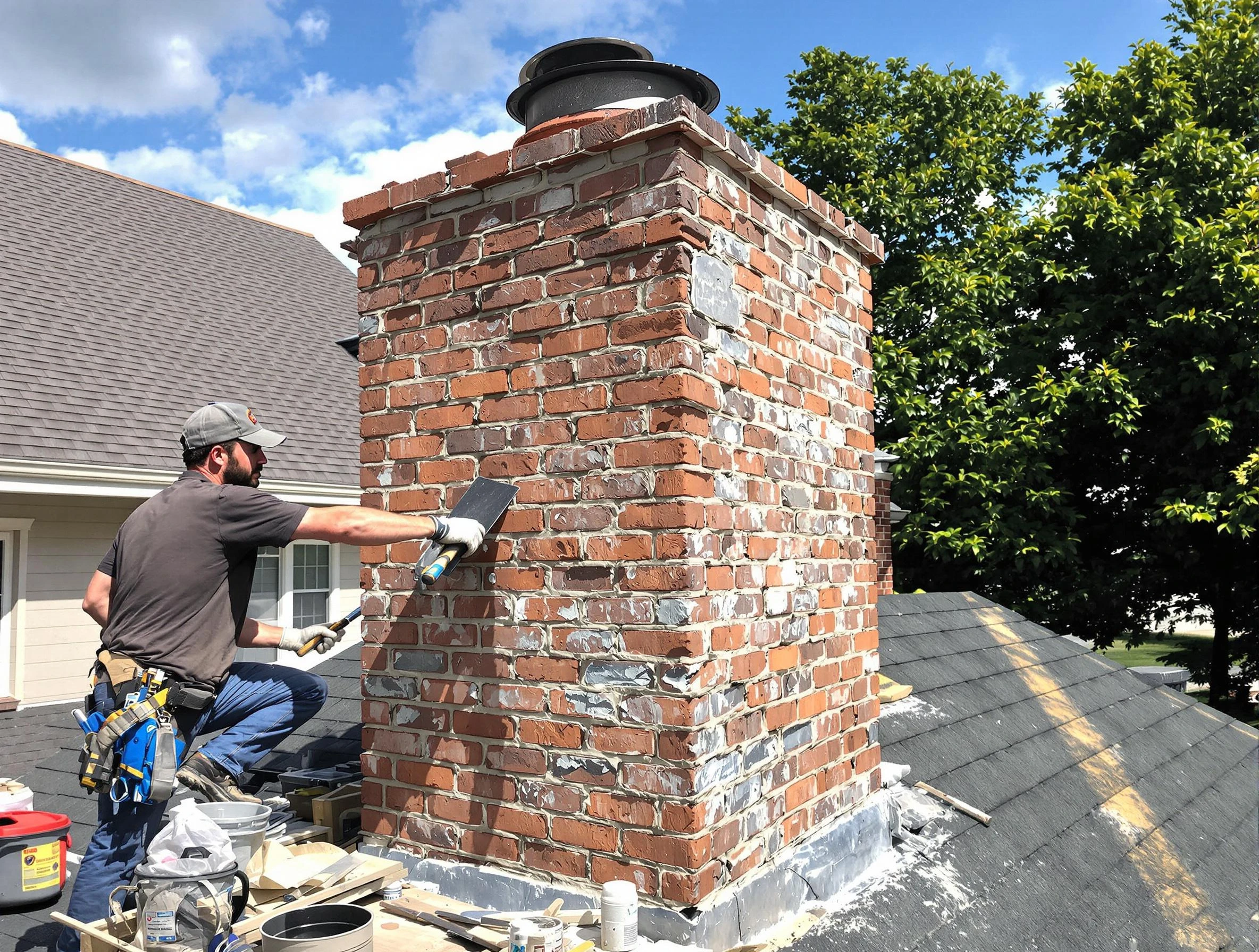 Completed chimney rebuild by Greenwood Village Chimney Sweep in Greenwood Village, CO
