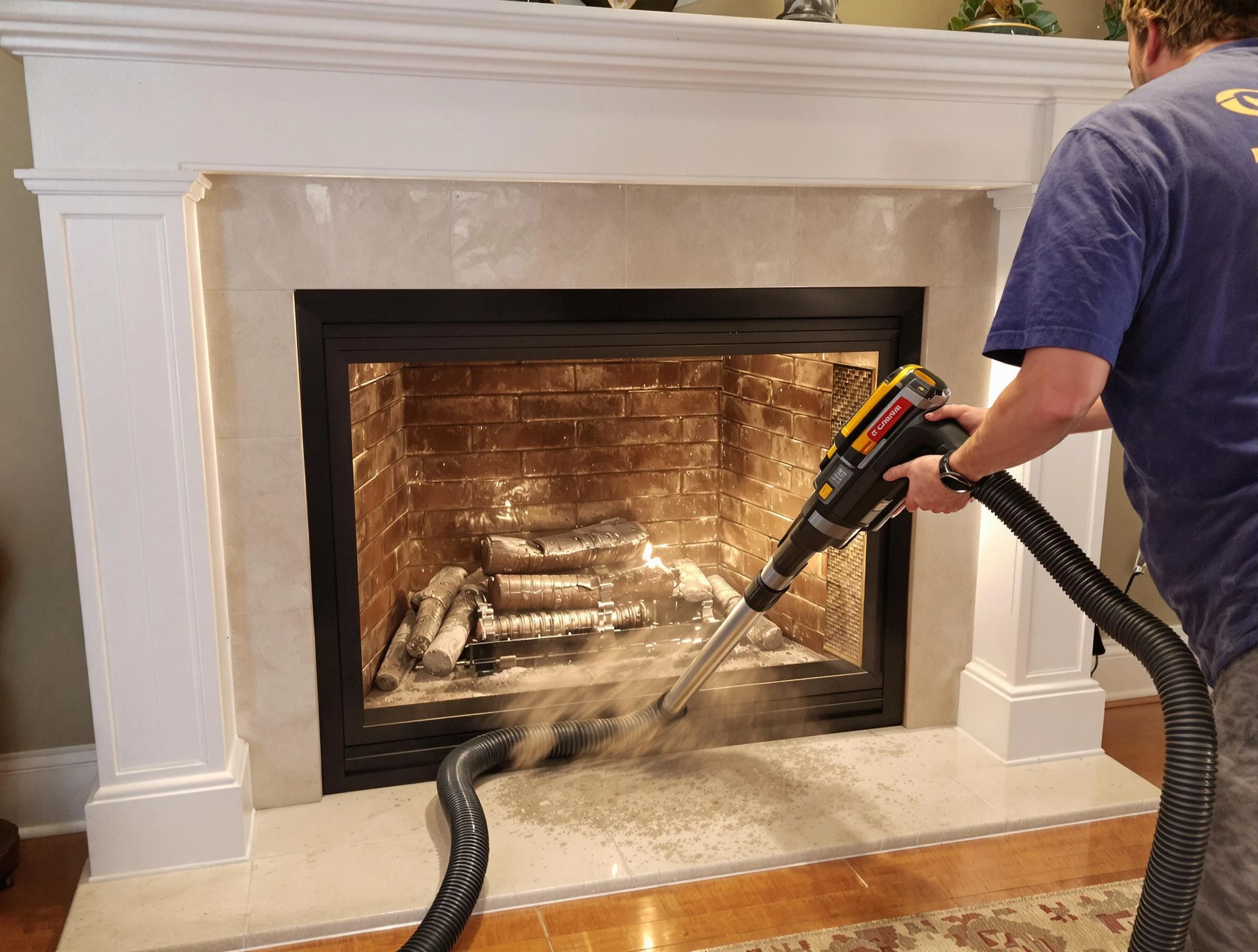 Fireplace cleaning performed by Greenwood Village Chimney Sweep in Greenwood Village, CO
